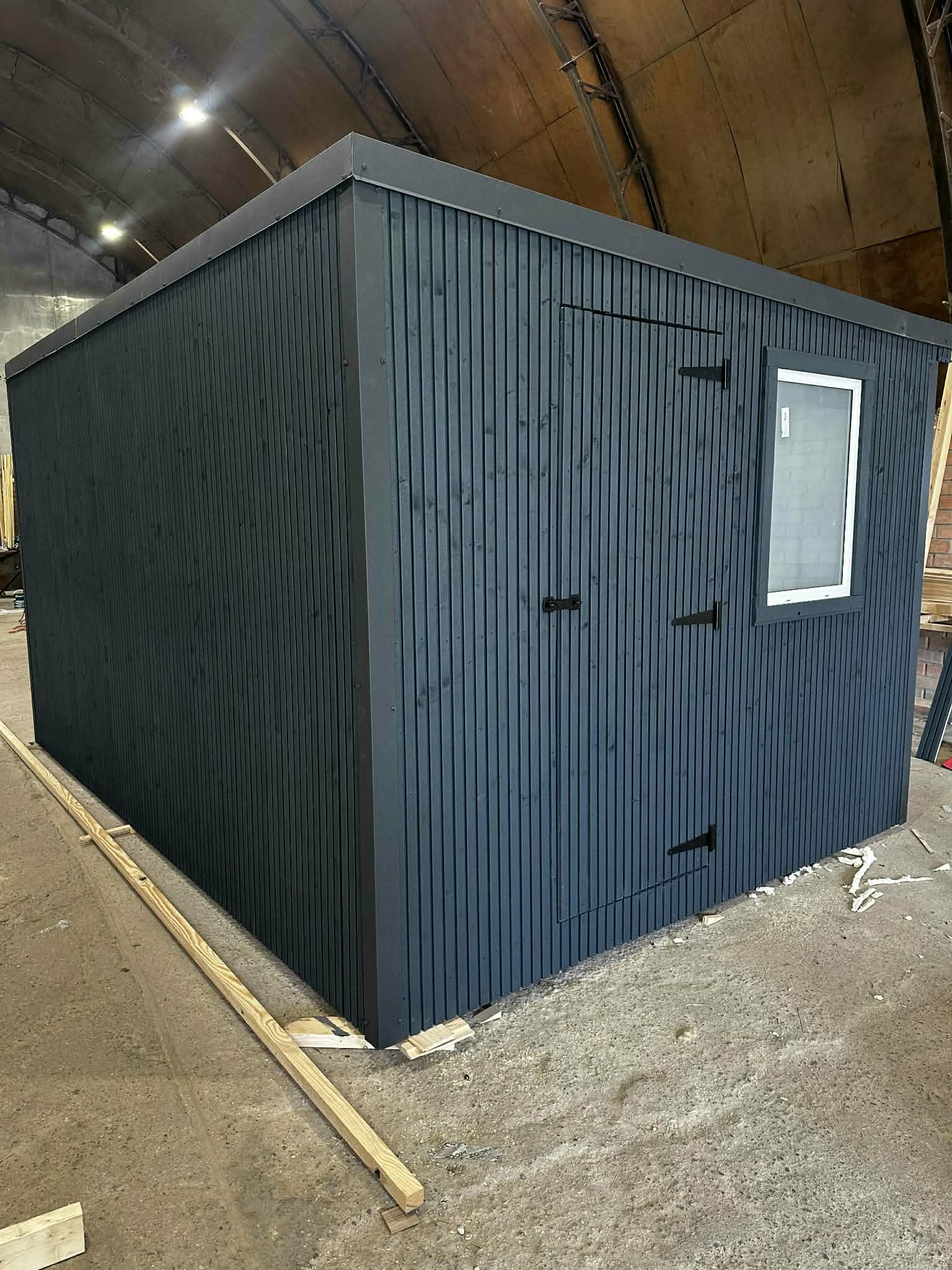 Photorealistic close-up render of a modern wooden terrace with louver privacy walls and pergola